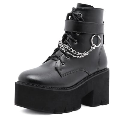 Sieviešu Apavi Zābaki Melni Tumši Vēsi Bieza Dibena Platforma Harajuku Kurpes ar Metāla Ķēdi Gothic Punk Girls Shoes Apavi