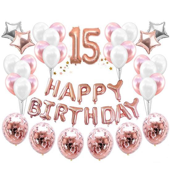Happy Birthday Number Star Balloons Confettis Set Home Restaurant Party Decor