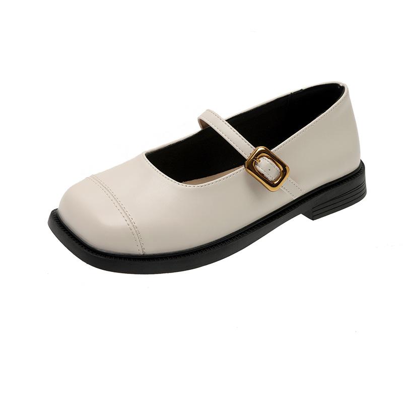 

Французские туфли с квадратной головкой, женские, весна 2025, новые простые туфли с пряжкой из одного слова, с юбкой и неглубоким горлом 35