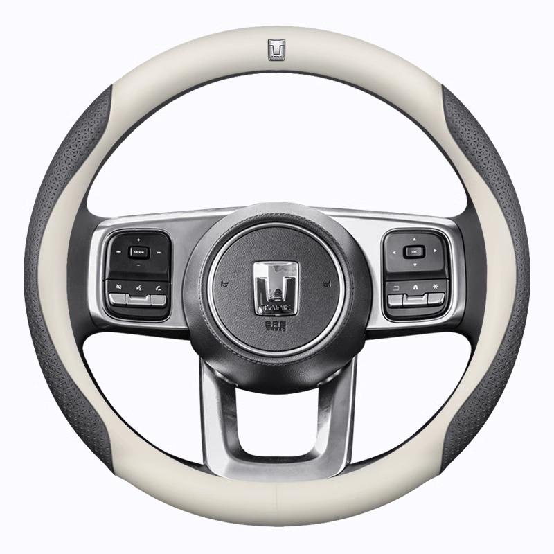 Genuine Leather Steering Wheel Cover for Tank 300 - Ultra-Thin, Universal, All-Season Fit, Cyber Design