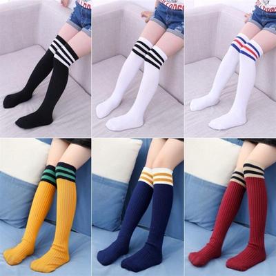 Children's Mid-Calf Socks: Cotton Striped for Girls, Boys' Sports Style, Thick for Autumn/Winter