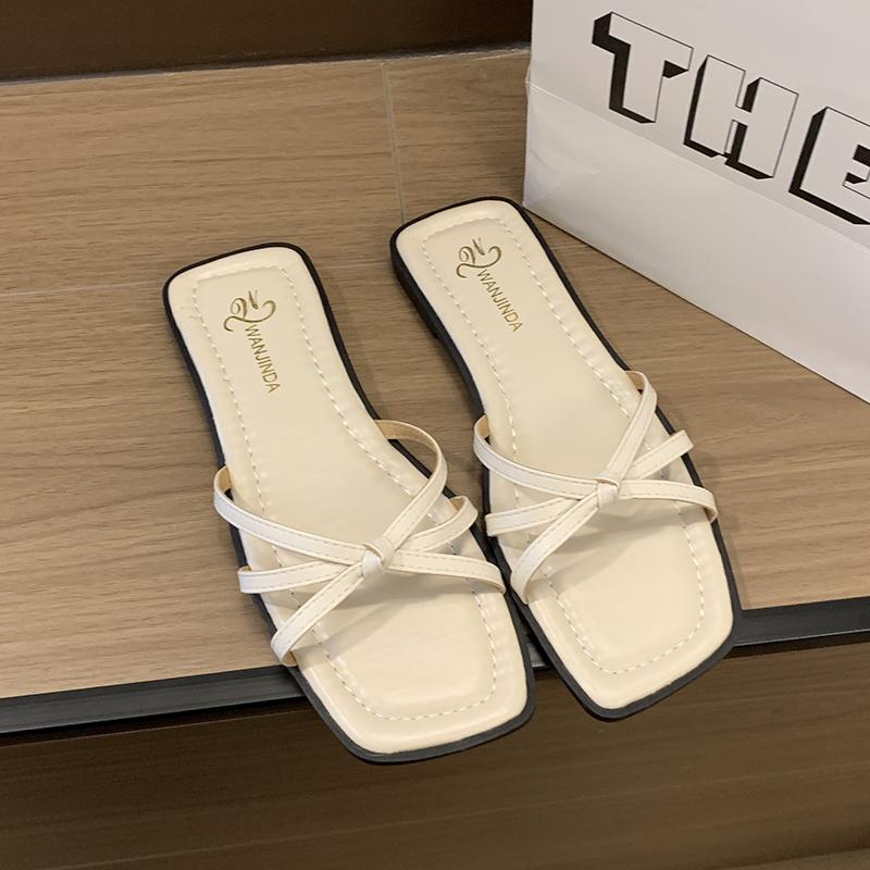 Summer Women's Flat Slippers Breathable Hollow Cross Design Female Outdoor Beach Slides Large Size Casual Street Ladies Shoes