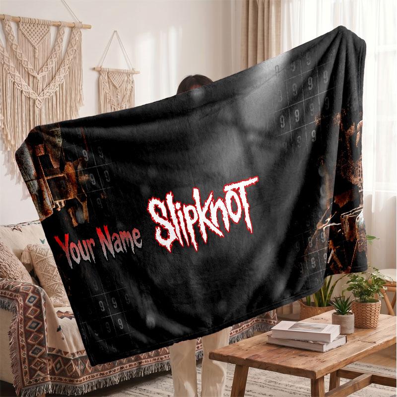 Slipknot Flannel Blanket, Custom Name Text Personalized Soft Throw Blanket Home Decor Gift