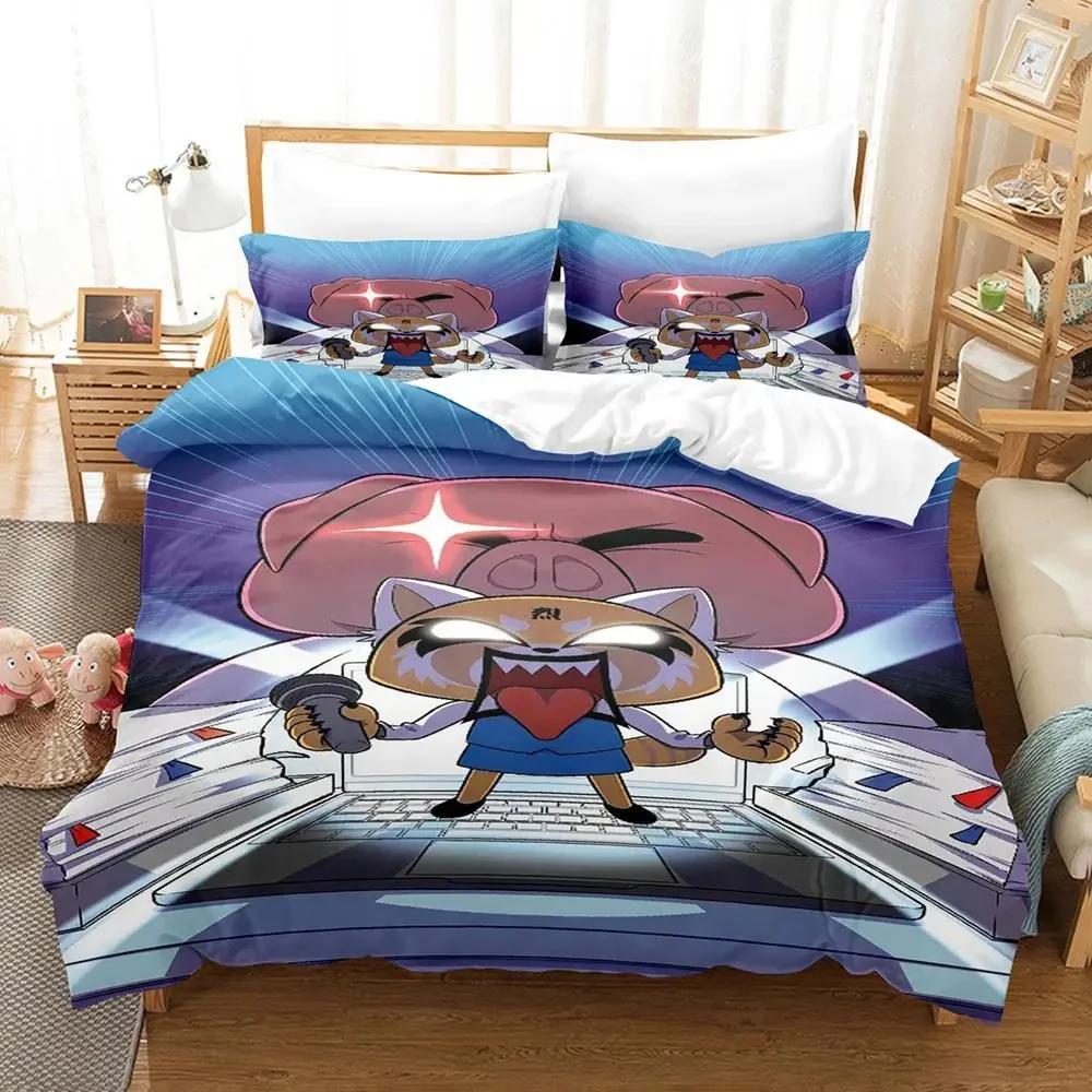 3D Print Cartoons Aggretsuko Bedding Set Duvet Cover Bed Set Quilt Cover Pillowcase Comforter King Queen Size Boys Adult Bedding