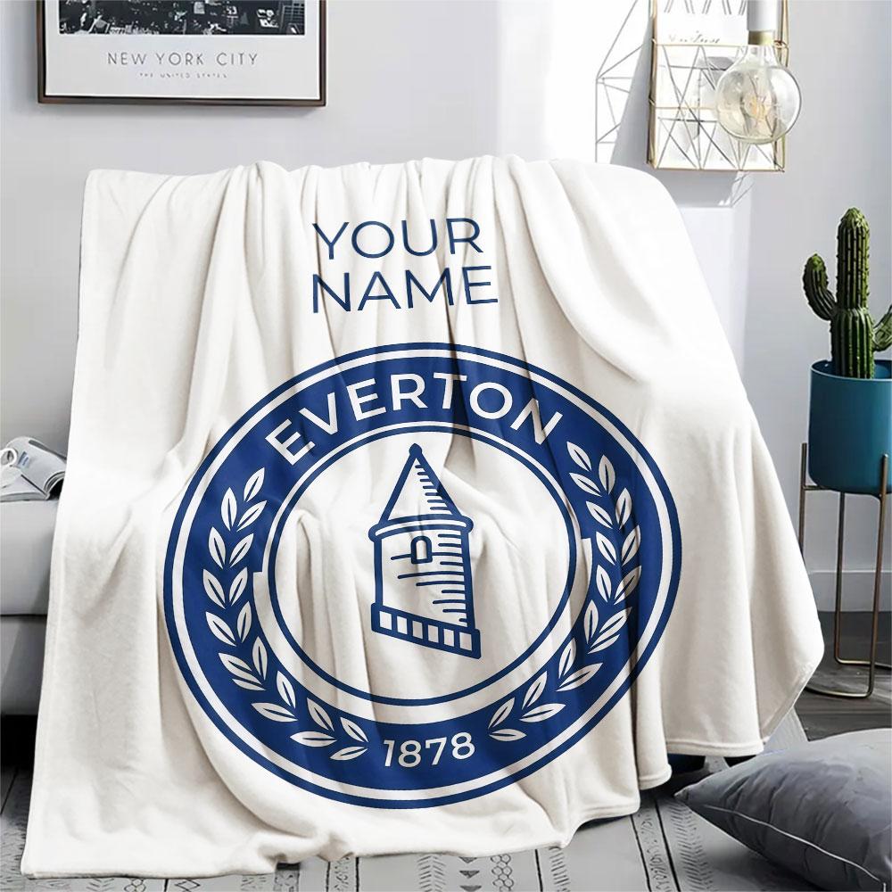 Custom Name,Everton FC Printed Flannel Blanket, soft throw for bedroom sofa, washable, Christmas present, great gift.
