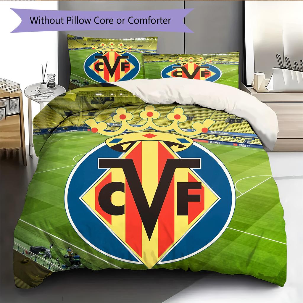 Villarreal CF Pattern Bedding Home Decoration Birthday Gift (1 * duvet cover + 2 * pillowcase, without core)