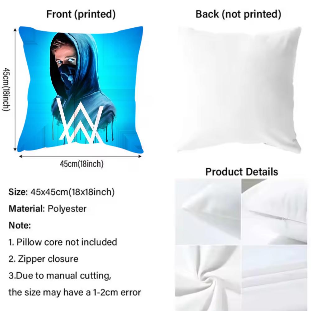 Popular Singer A-Alan Walker Cushion Cover 2-in-1 Reversible Plush Pillow Cover | Car/Sofa/Bed | Perfect Gift