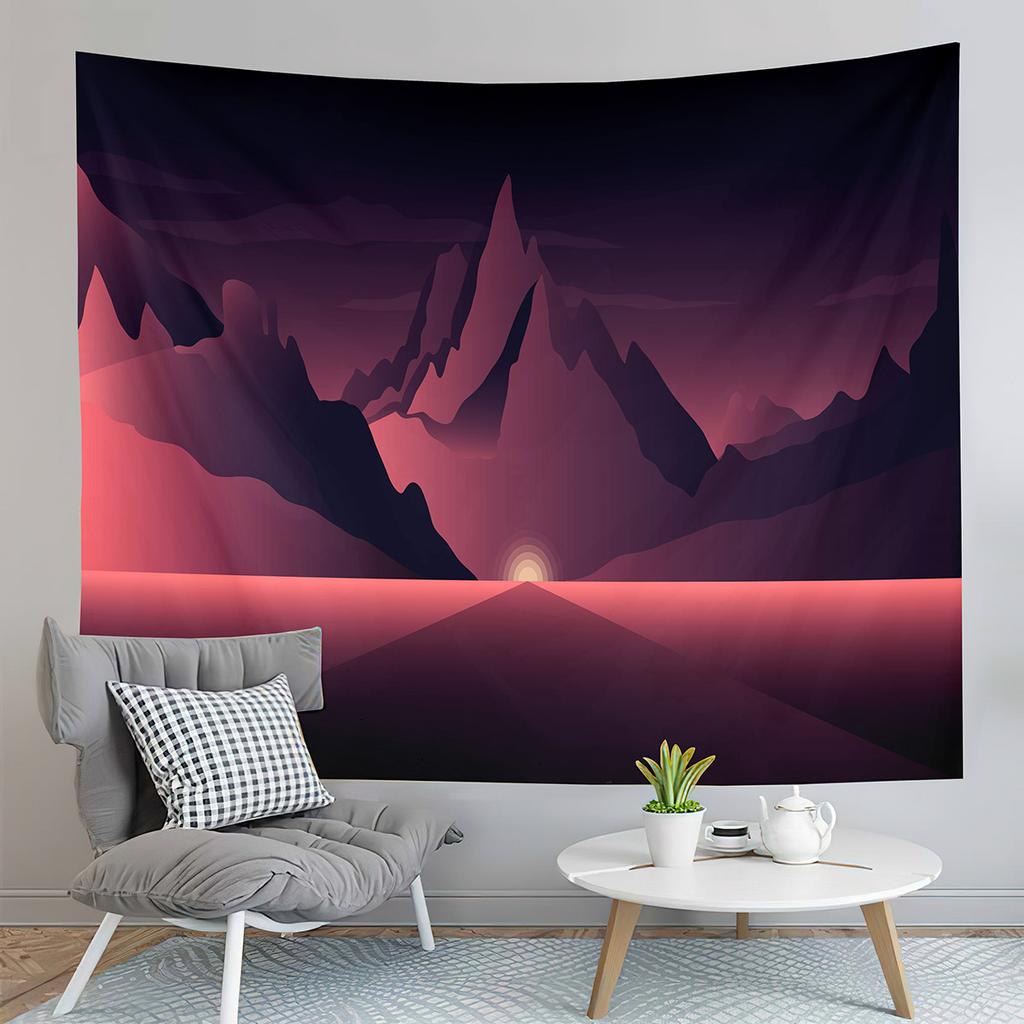 Abstract Sunset Landscape Tapestry Nature Scenery Tapestry Minimalism Style Tapestry Home Living Room Bedroom Wall Tapestries