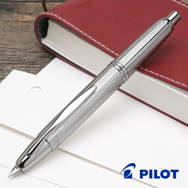 Pilot CAPLESS STRIPE Rhodium Vanishing Point Fountain Pen Fine Nib FC-3MS-S-F with Converter