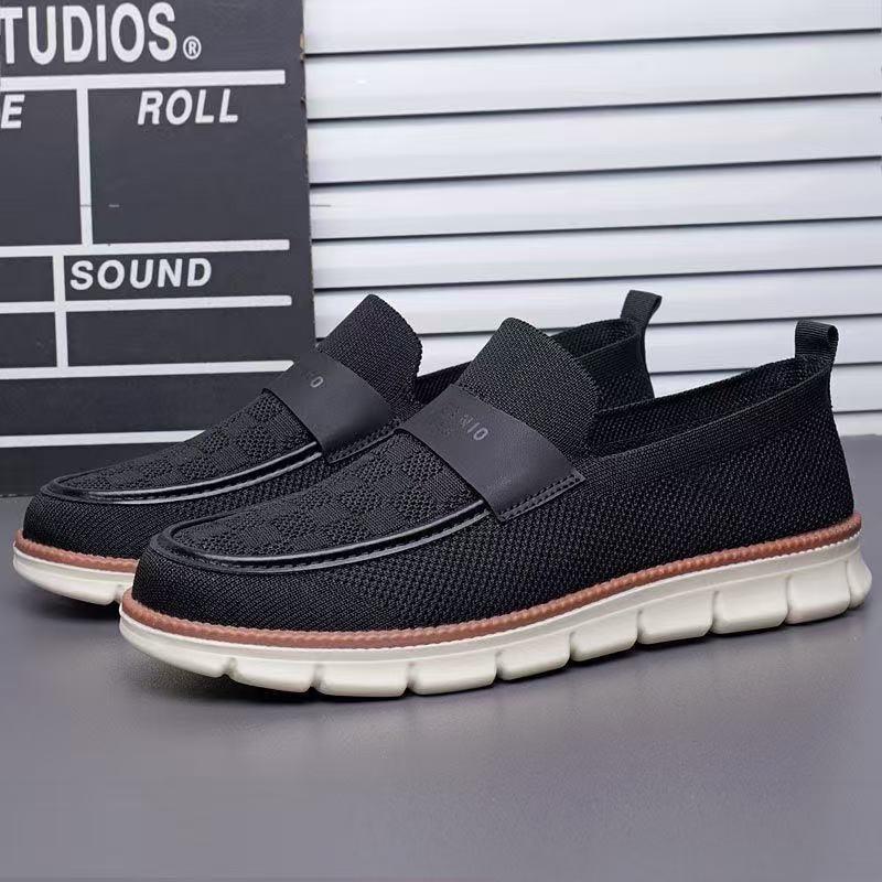 Schuhe Herren atmungsaktiv leichter Luxus weichsohlige Freizeitschuhe Fliegenstrick Mesh Einschlupfschuhe leicht und vielseitig Loafer Herrenschuhe