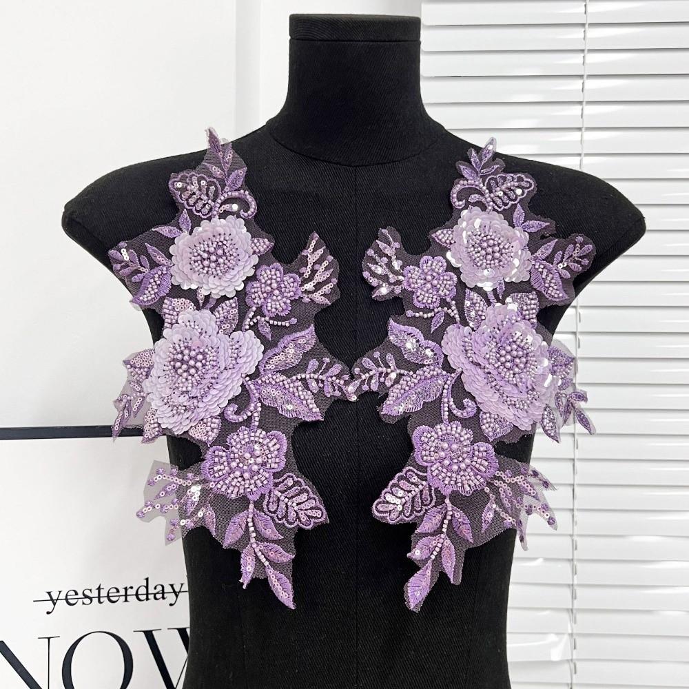 Embroidery Lace Flower Stickers Bead Colored Applique DIY Embroidery Lace  DIY Projects