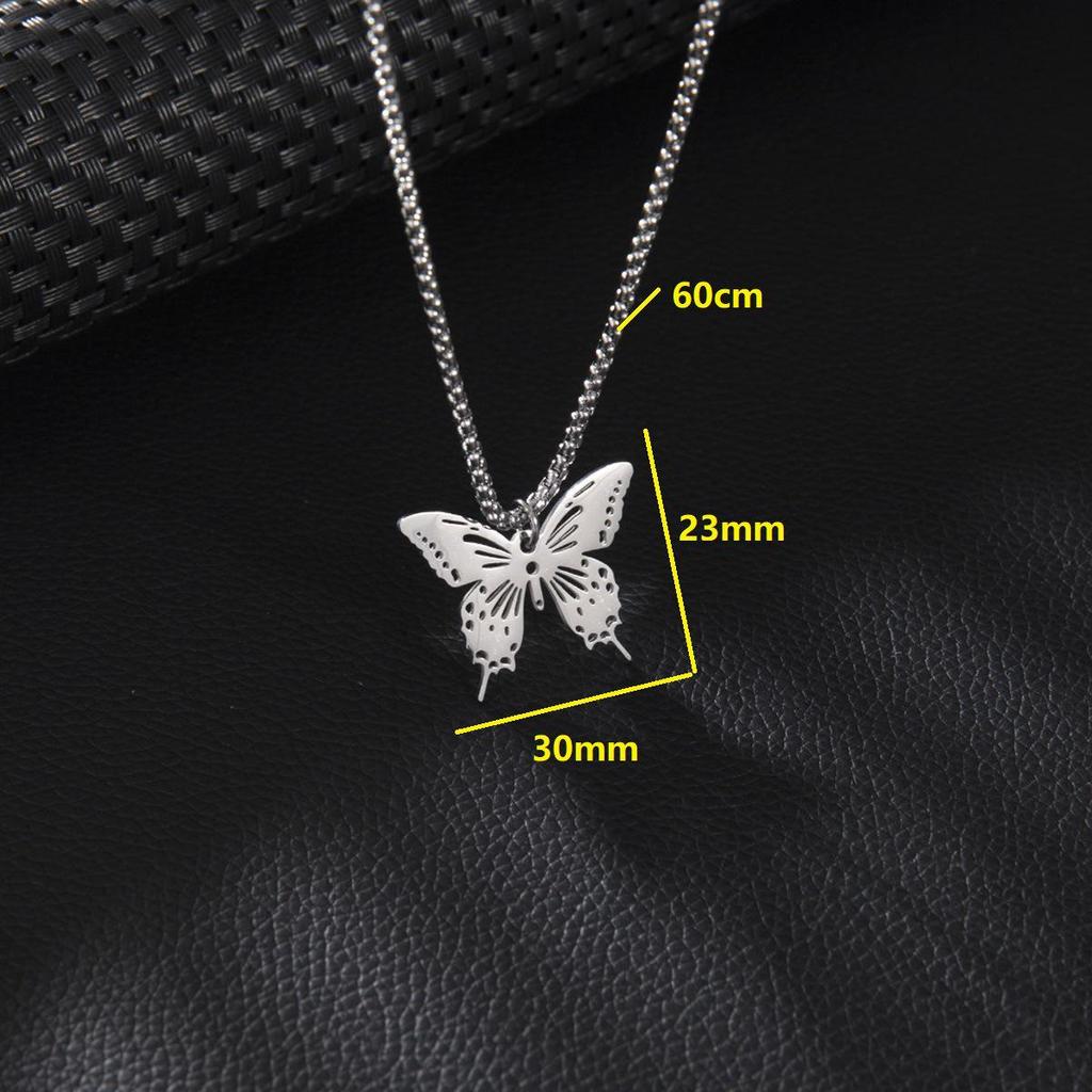 Unisex Gothic Insect Butterfly Pendant Double Layer Necklace - Non-fading Hip Hop Sweater Chain for Autumn and Winter