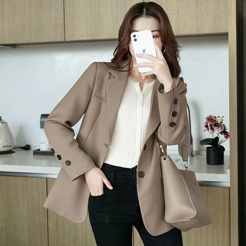 High-end Suit Jacket for Women in Spring Autumn Style of Street Celebrity Korean Loose Mid-length Casual Versatile Top Trendy