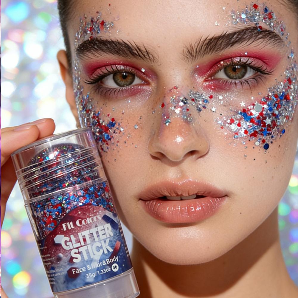 Sparkling Sequins Glitter Gel Stick Mermaid Themed Body Hair Face and Lip Glitter Gel Perfect for Festival Anniversary Carnival and Disco Party Makeup