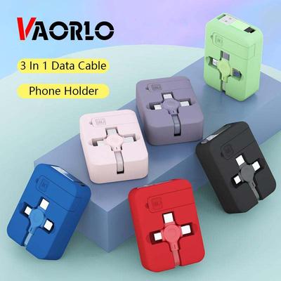 VAORLO 3-in-1-Kabel, schnelles Aufladen, verstellbares Ladekabel, tragbares Micro- und Typ-C- und Beleuchtungs-Ladekabel für iPhone, Xiaomi, Huawei 11 Pro, Datenkabel