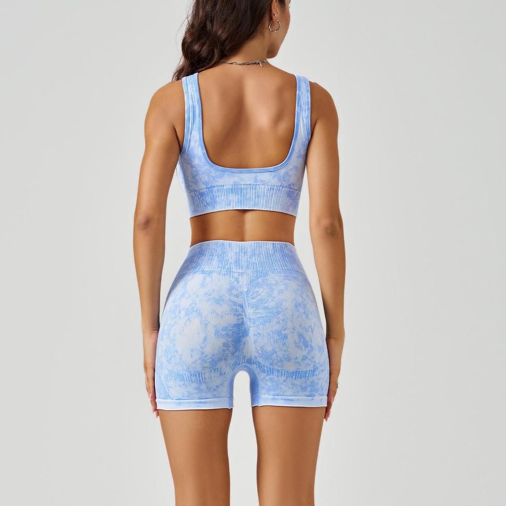 Women's Frosted Sport Yoga Set: High-Waisted Butt-Lifting Shorts & Bra