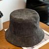 Corduroy hat embroidery autumn and winter bucket hat men's versatile thermal basin hat bucket hat tide