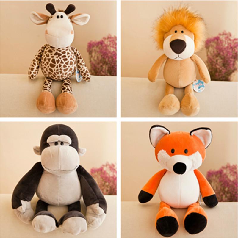 1 Pcs Jungle Animal Lion Giraffe Plush Toy Doll Zoo Simulation Animal Doll Comforting Plush Toys
