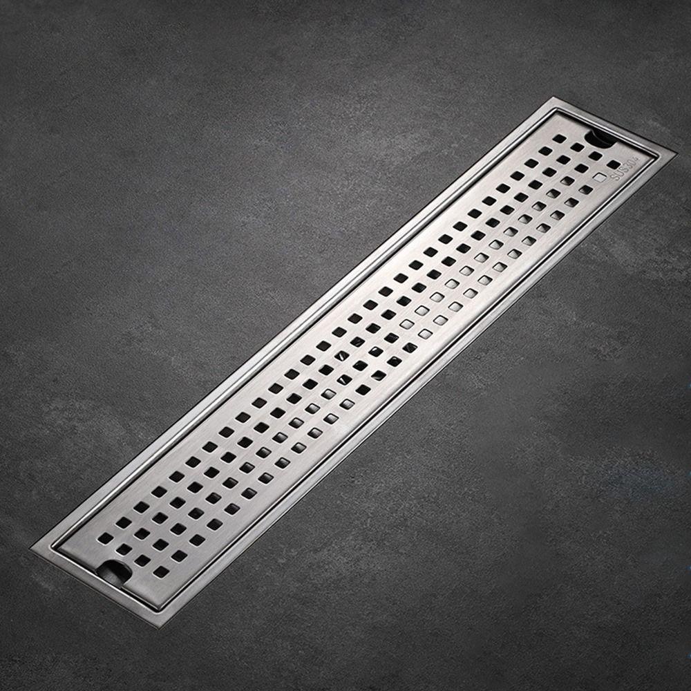 With Strainer Cover Shower Floor Drain Stainless Steel Rectangle Shape Bathroom Sink Strainer Removable Anti-odor