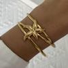 Stainless Steel Metal Starfish Shell Coral Bracelet For Women Gold Color Retro Flower Stripe Texture Cuff Bangle Party Jewelry