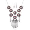 Ethnic Style Simulation Gemstone Decor Women Round Flower Necklace With Tassel For Boho Style Jewelry