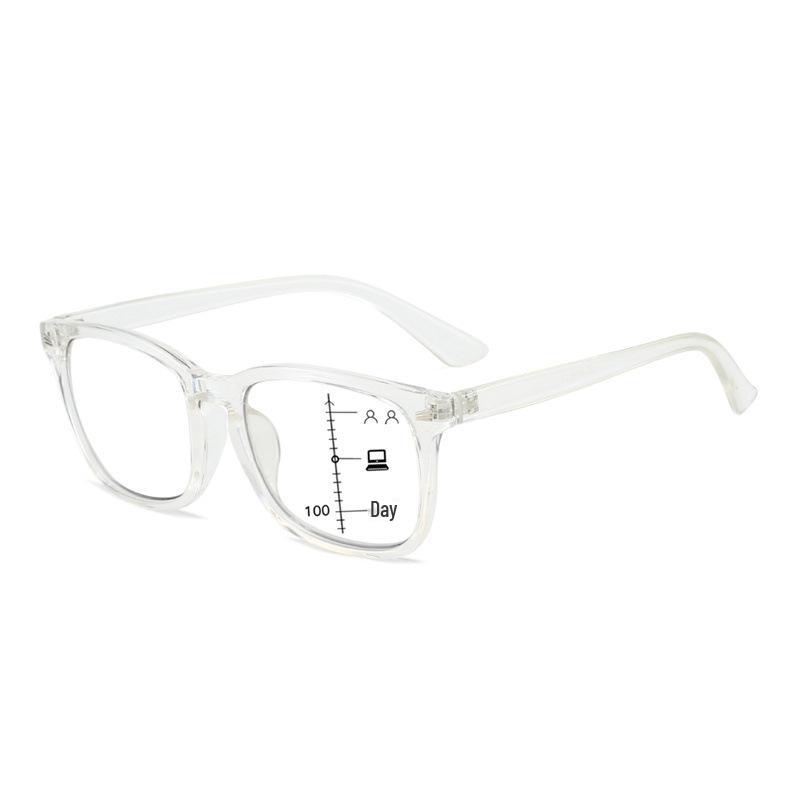 Women's Retro Square Multifocal Anti-Blue Light Reading Glasses for Distance and Near Vision