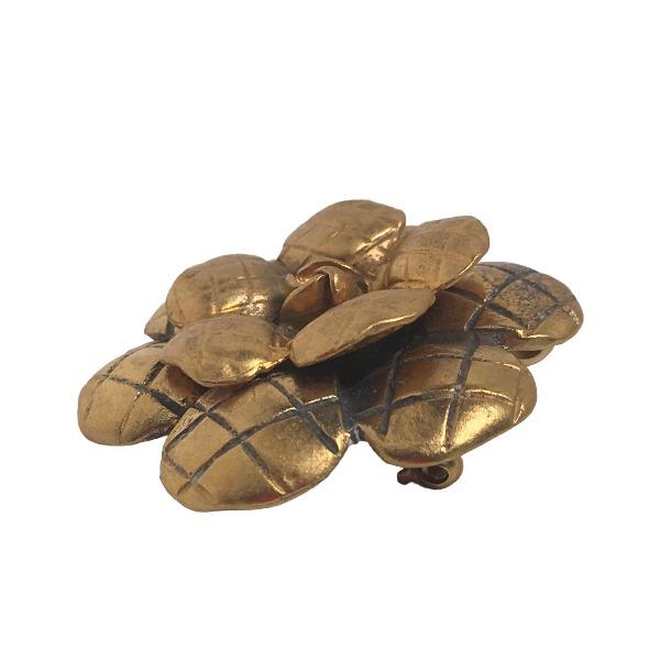 Chanel Vintage Stylish Outing Camelia Brooch  Gold Women Used