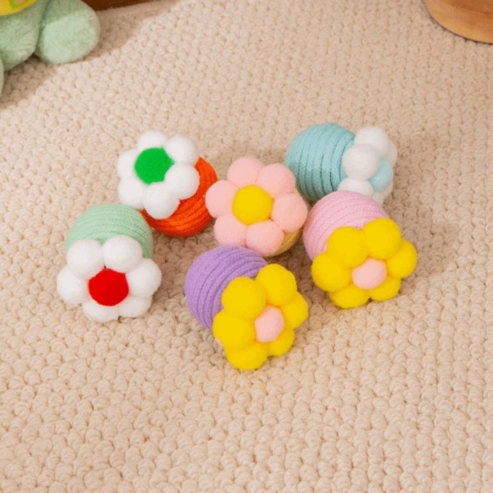 6 Pieces /Set Flower Shape Cat Toy Ball Self Playing Interactive Pet Toy  Physical Exercise
