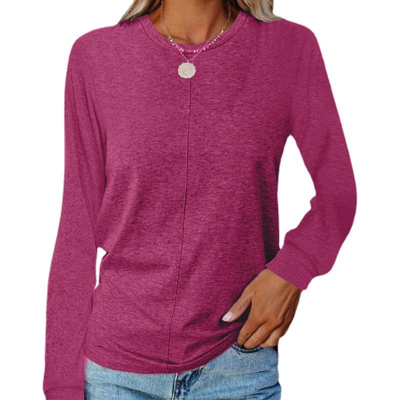 Women's Autumn and Winter Long Sleeved Round Neck T-shirt Hoodie Base Shirt