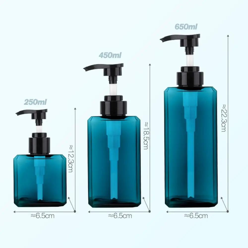 New 250/450/650ml Liquid Soap Dispenser Plastic Square Storage Bottles Outdoor Refillable Shampoo Press Empty Bottles