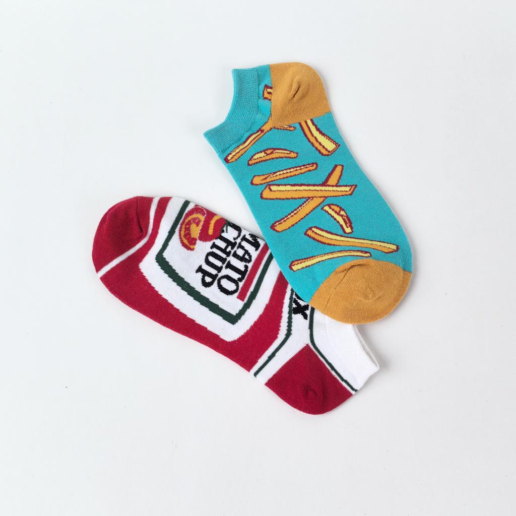 1 Paar Neuheit Unisex Pommes & Ketchup Kurze Socken Anzug Im Frühling Sommer Für Täglich