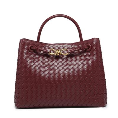 Handmade Woven Bag Metal Butterfly Buckle Shoulder Bag Large Capacity Handbag Crossbody