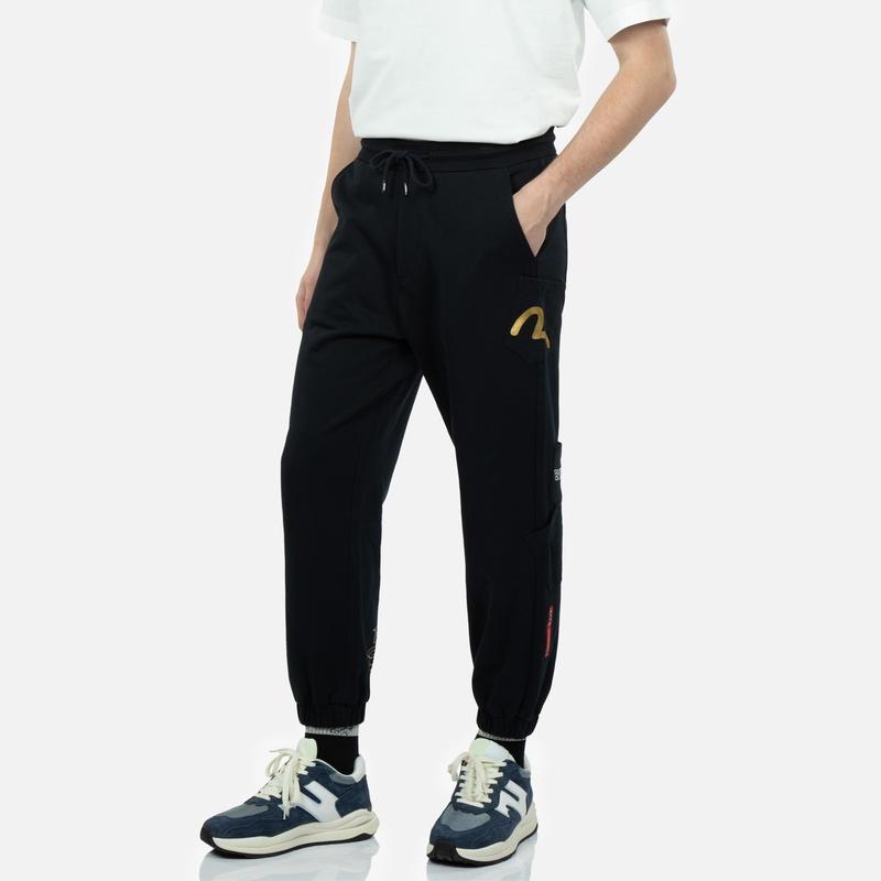EVISU Knitted Sweatpants Men's Black 2ESHTM3SP560LFCT