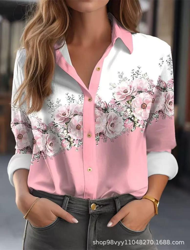 Floral 3D Printed Women's Casual Shirt