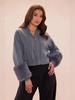 2026 Women's Cropped Hooded Zip-Up Sweatshirt Jacket with Plush Cuffs