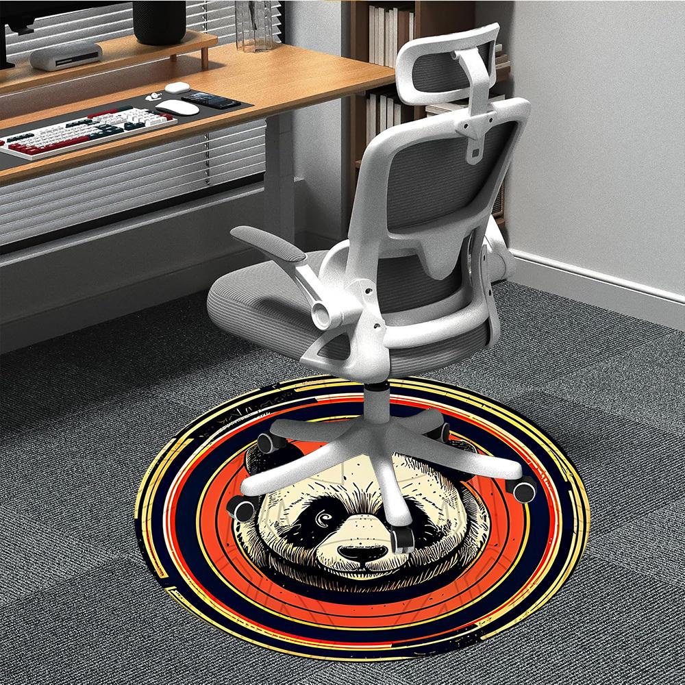 1pc Panda Circle Office Round Area Rug, Under Office Chairs Bedroom Living Room Home Decor, Room Deco, Available in Various Sizes
