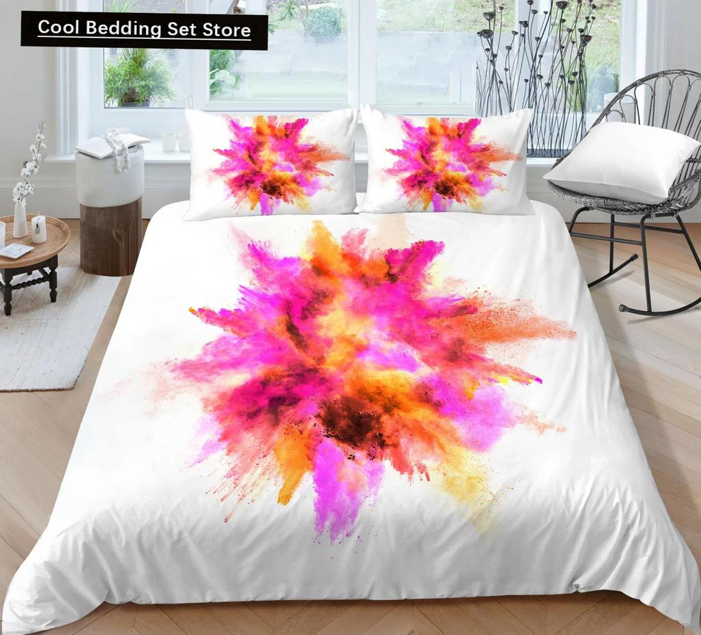 Comforter 3D Tie Dye King Queen Colorful Splash Ink Style Bedding Set For Kids Teens Adults Modern Art Polyester
