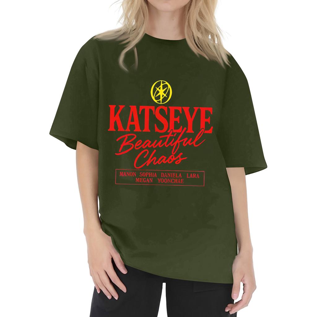 Dam T-shirt med tryck och rund hals och korta ärmar