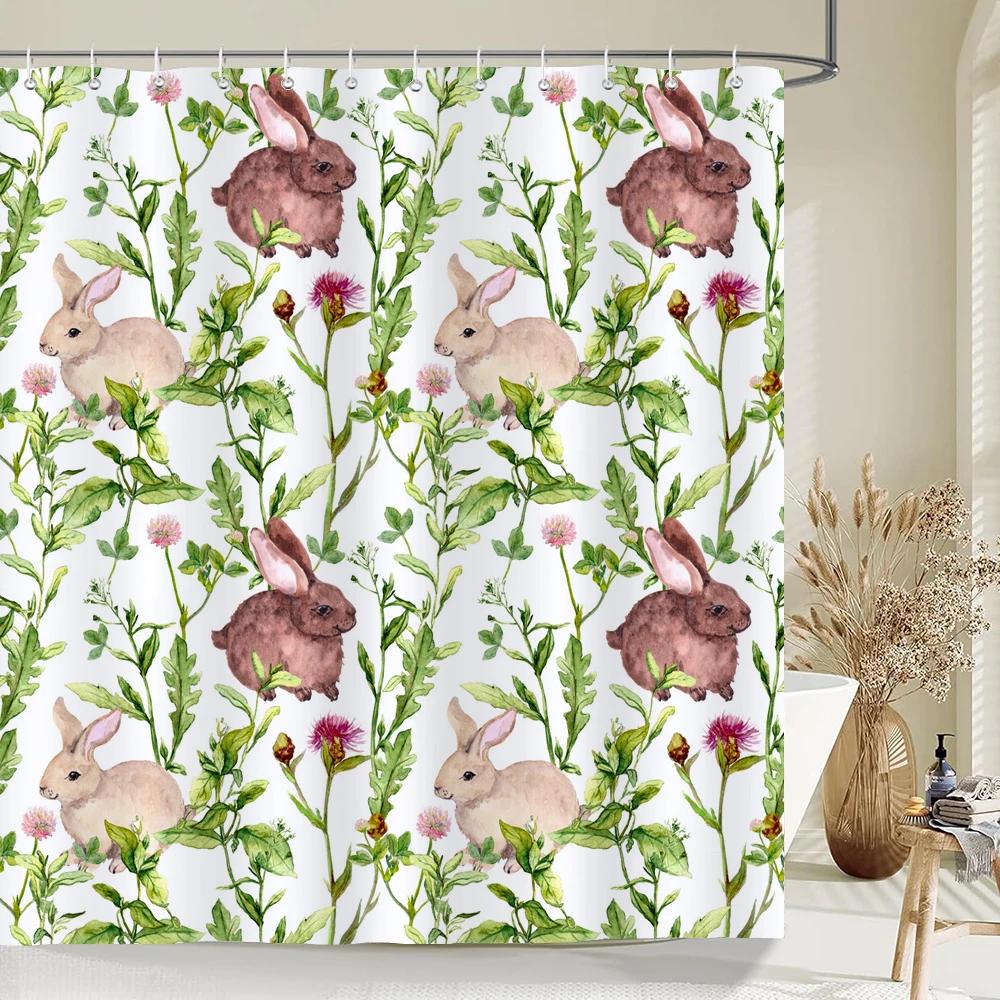 Flower Butterfly Tulip Bath Curtain Waterproof Fabric Shower Curtains Floral Leaf Bathtub Screen for Bathroom Home Decor
