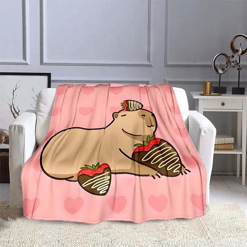 10 Sizes Cartoon Capybara Pattern Blanket Warm Soft Fluffy Kids and Adult Sofa Bed Throw Blanket Outdoor Travel Camping Sheet