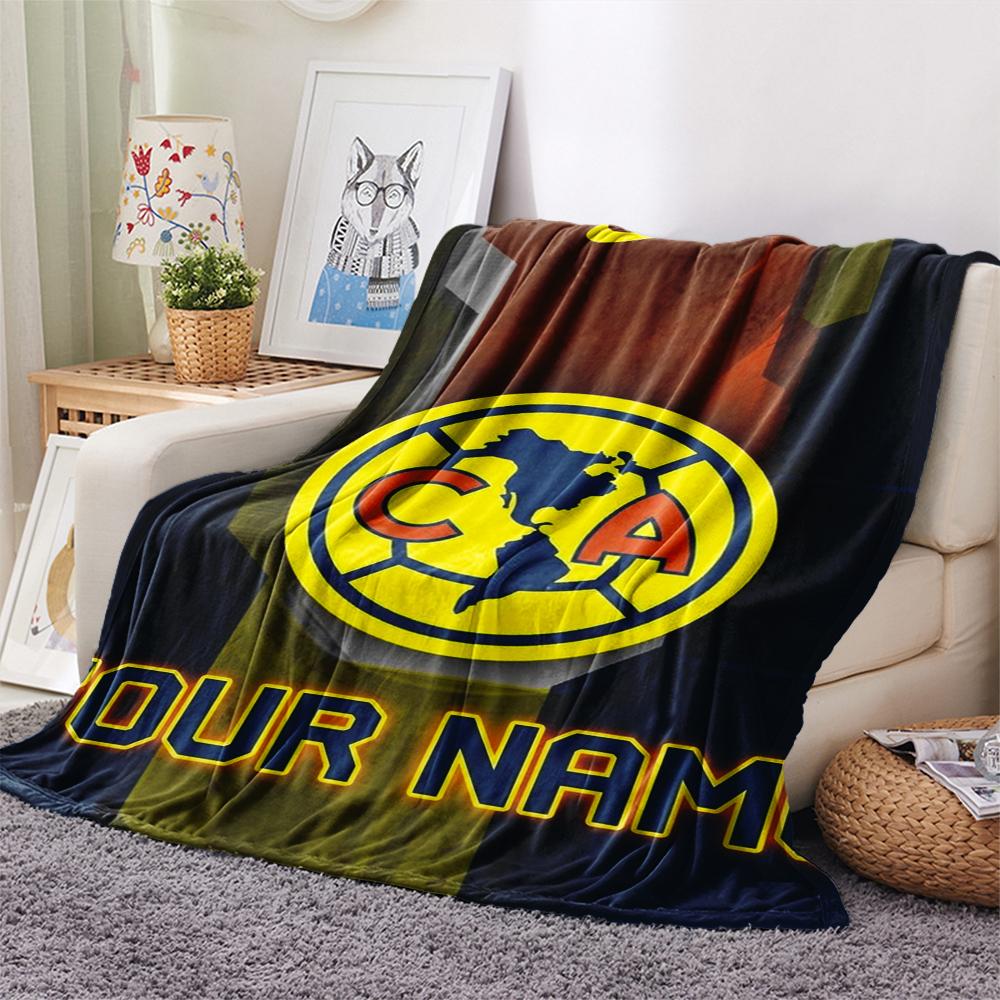 1PC Custom Name Club America Patterned Flannel Blanket Suitable For All Seasons for Home Decor Warmth and Comfort Gifts Holiday Present