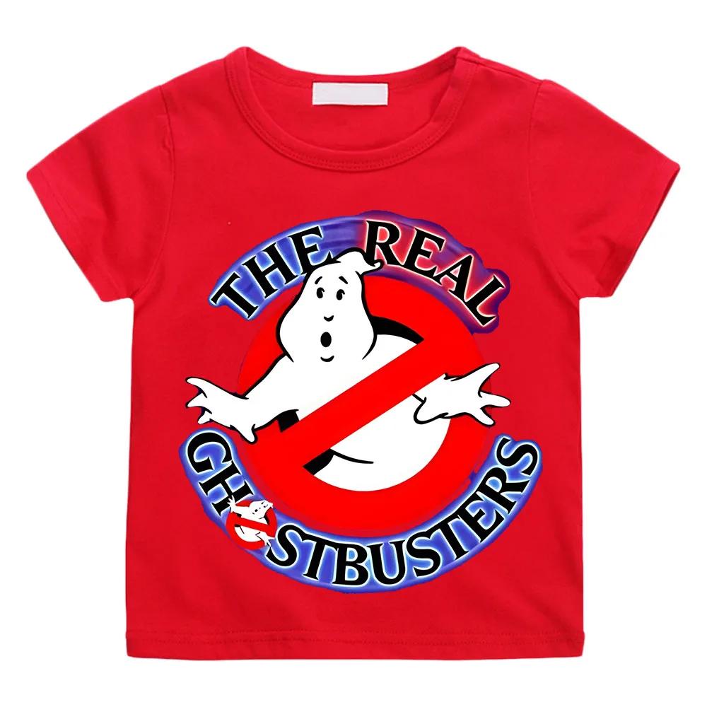 Summer BoysGirls 414t Cartoon Cotton Funny Ghostbusters Game Print Cartoon Short Sleeve Children TShirt Animation Costumes