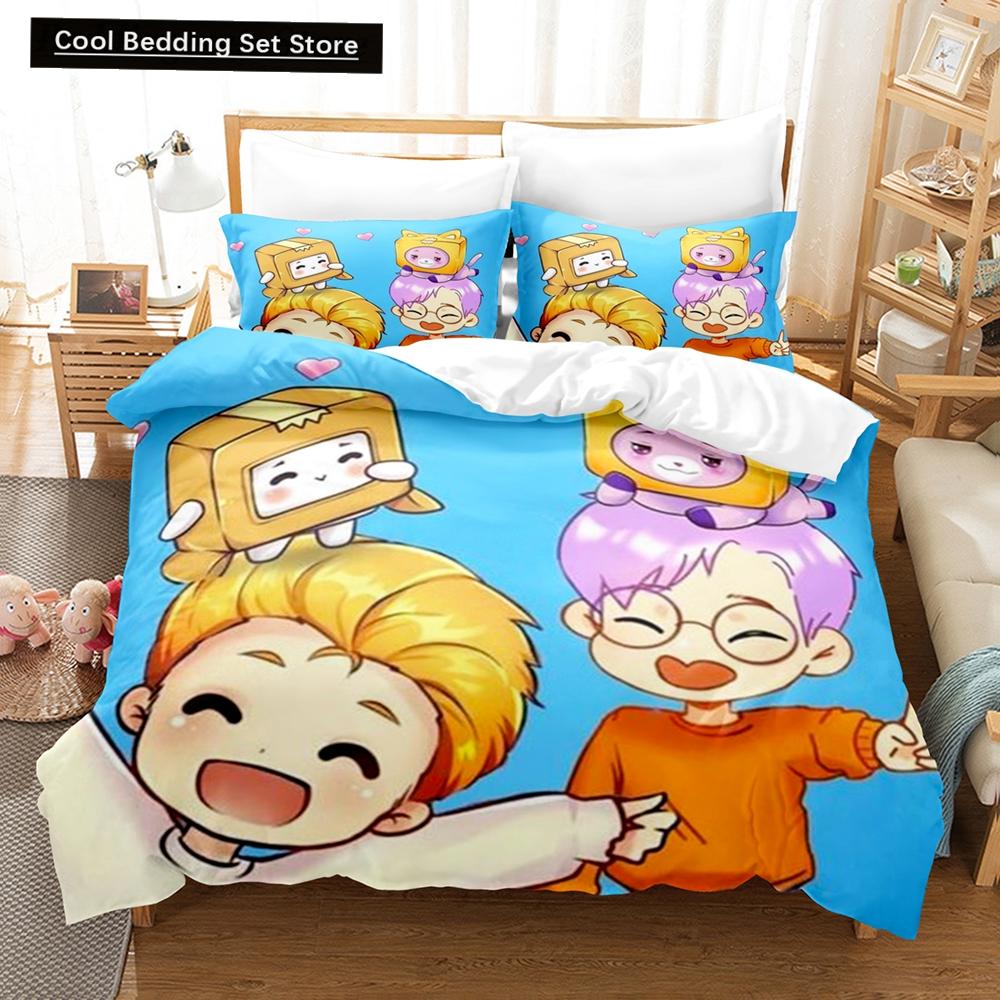 3D Print Anime  Lankybox 2/3PCS Bedding Sets Duvet Cover Set With Pillowcase Twin Full Queen King Bedclothes Bed Home Textiles