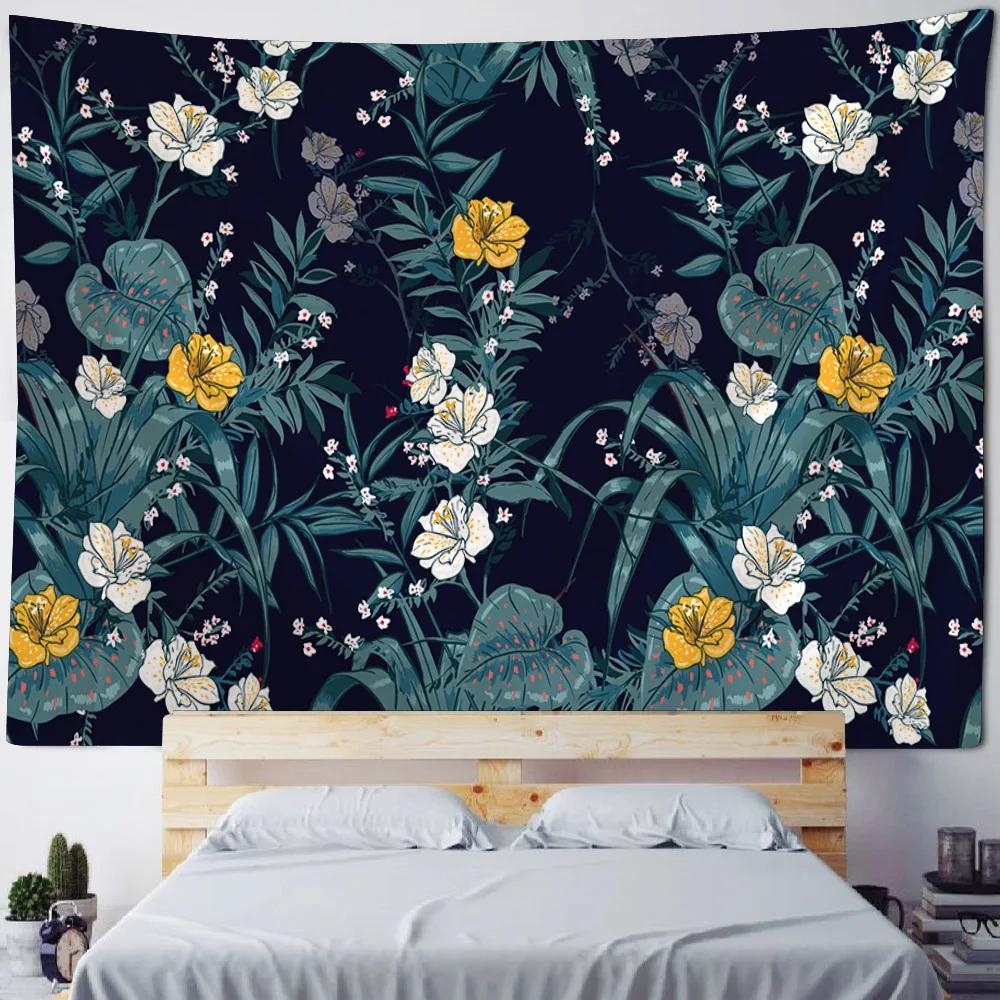 Charming Floral Tapestry White Blossoms Blue Background Unique Wall Art for Home Decor Bedroom Nature Lover Gift