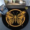 Golden Butterfly Round Area Rug,Carpet Rug for Living Room Bedroom Sofa Playroom Decor,Non-slip Floor Mat