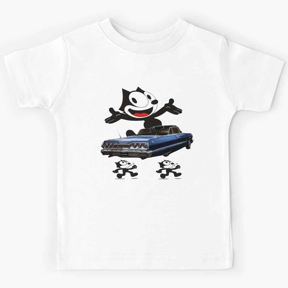 Classic Blue Lowrider with Black Cat Kids T-Shirt 100