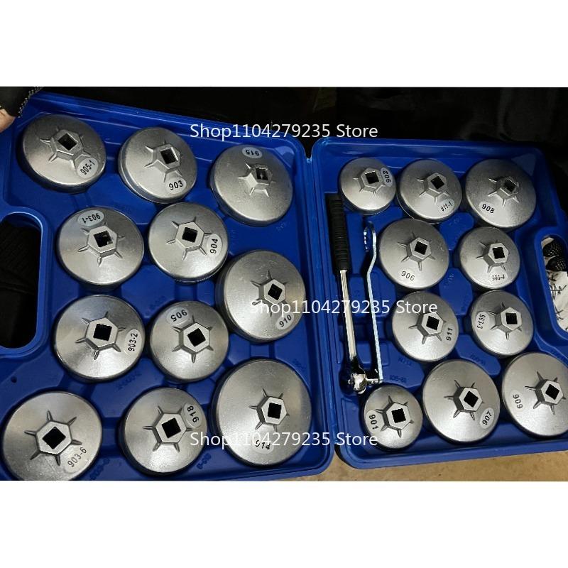 23 Pcs/Set Car Oil Filter Cap Removal Wrench Socket Set 1/2" 12.5mm Ratchet Spanner Car Hand with Case Auto Remover Tool