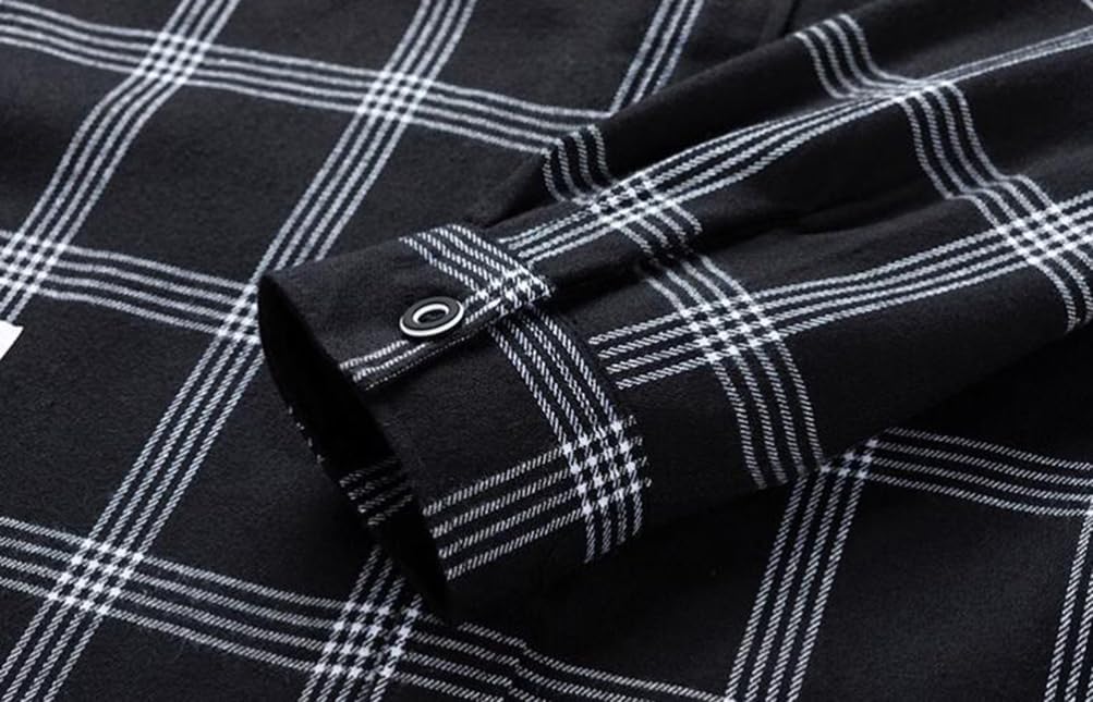 Senneak and Gingham Check Neat and Long Checked Stylish Plus Sizes Men's Women's Shirt, Stylish, Sleeve, Checked, Casual, Pattern, Fold-down Collar,