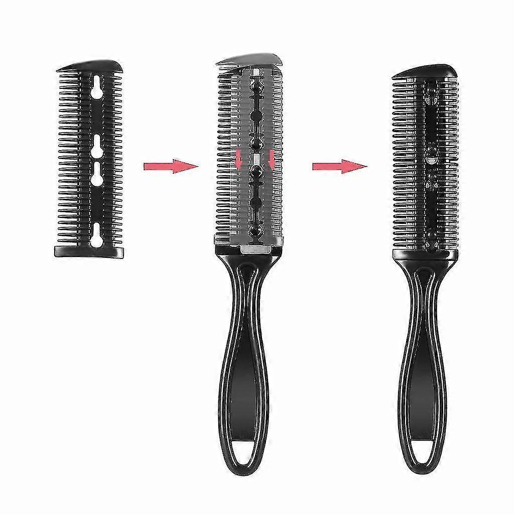 Hair Clipper Comb, Double Side Hair Cutting Trimmer Comb With Stainless Steel Blade, Pack Of 3 (black)-r