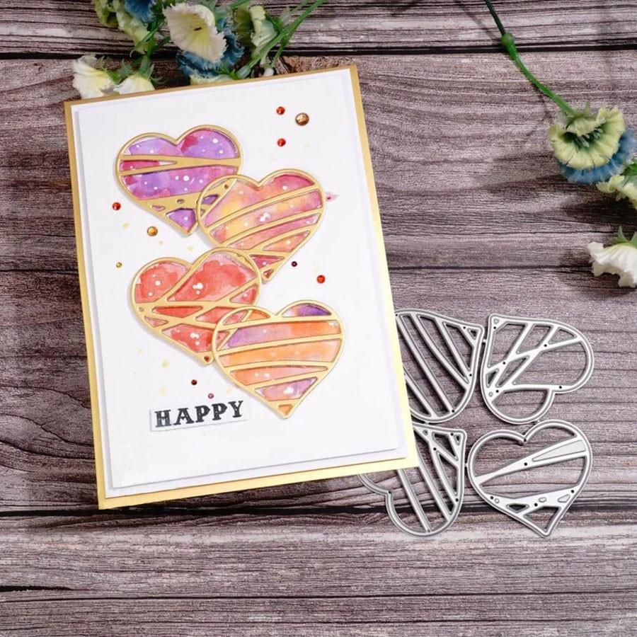 4pcs Love Hearts Metal Cutting Dies Stencils DIY Scrapbooking Embossing Paper Crad Decorative Craft Die Cut